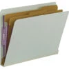 Smead SafeSHIELD End Tab Classification Folder, Letter Size, 2 Dividers, Gray/Green, Pack Of 10 -Office Product Shop 1068796 SPR ecommfullsize
