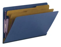 Smead SafeSHIELD End Tab Classification Folders, Legal Size, Dark Blue, Pack Of 10