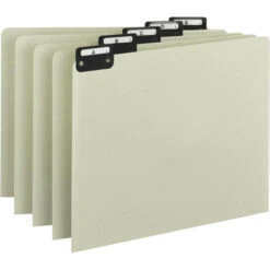 Smead Filing Guides, Letter Size, A-Z, 1/5 Cut Metal Tab, Gray/Green, 1 Set