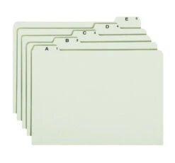 Smead Filing Guides, Legal Size, A-Z, 1/5 Cut Self Tab, Gray/Green, 1 Set