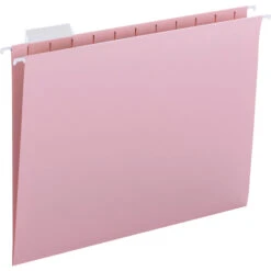 Smead Hanging File Folder, Letter Size, 1/5 Cut Tabs, Pink, Pack Of 25