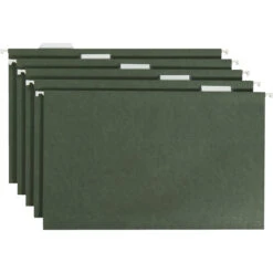 Smead Hanging File Folder, Legal Size, 1/5 Cut Tabs, Standard Green, Pack Of 25