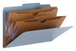 Smead SafeSHIELD Pressboard Classification Folder, Legal Size, 2 Dividers, Blue, Pack Of 10