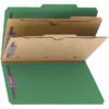 Smead SafeSHIELD Pressboard Classification Folder, Legal Size, 2 Dividers, Green, Pack Of 10