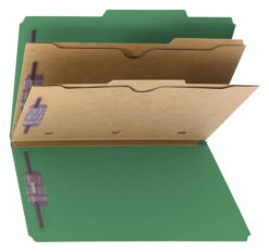 Smead SafeSHIELD Pressboard Classification Folder, Legal Size, 2 Dividers, Green, Pack Of 10