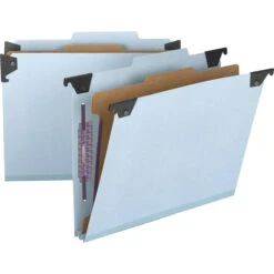 Smead Hanging File Folder, Letter Size, 2/5 Cut, 2 Inch Expansion, 1 Divider, Blue