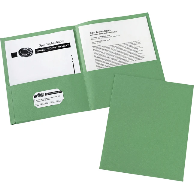 Avery 2-Pocket Folder, 40 Sheet Capacity, Green, Pack Of 25 3 Avery 2-Pocket Folder, 40 Sheet Capacity, Green, Pack Of 25