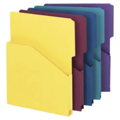 Smead Slash-Style File Jacket, Letter Size, 1 Inch Expansion, Assorted Colors, Pack Of 5