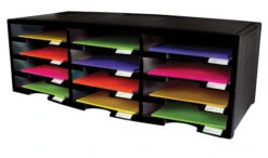 Storex Literature Organizer, 12 Compartments, Black
