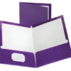 Oxford Laminated 2-Pocket Portfolio, 8-1/2 X 11 Inches, Metallic Purple, Pack Of 25