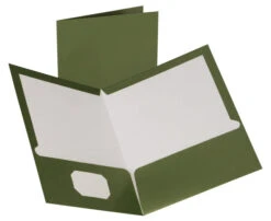 Oxford Laminated 2-Pocket Portfolio, 8-1/2 X 11 Inches,Metallic Green, Pack Of 25