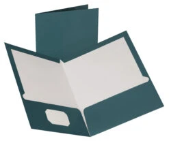 Oxford Laminated 2-Pocket Portfolio, 8-1/2 X 11 Inches, Metallic Teal, Pack Of 25