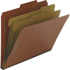Nature Saver Pressboard Classification Folder, Legal Size, 2 Inch Expansion, 2 Dividers, Red, Pack Of 10