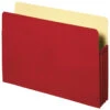 Sparco Business Source Reinforced File Pocket, Letter Size, 3-1/2 Inch Expansion, Red