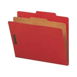 Nature Saver Classification Folders, Letter Size, 2/5 Cut, 1 Divider, Bright Red, Pack Of 10
