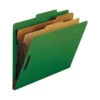 Nature Saver Classification Folders, Letter Size, 2/5 Cut, 2 Dividers, Green, Pack Of 10