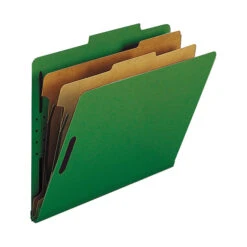 Nature Saver Classification Folders, Letter Size, 2/5 Cut, 2 Dividers, Green, Pack Of 10
