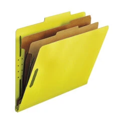 Nature Saver Classification Folders, Letter Size, 2/5 Cut, 2 Dividers, Yellow, Pack Of 10