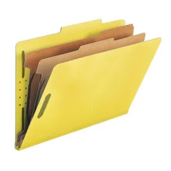 Nature Saver Classification Folders, Legal Size, 2/5 Cut, 2 Dividers, Yellow, Pack Of 10