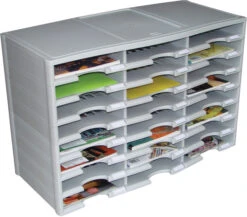 Storex Literature Organizer, 24 Compartments, Gray