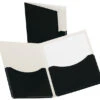 Oxford 2-Pocket Double Stuff Folder, Black, Pack Of 20