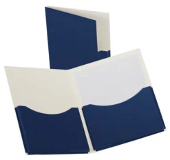 Oxford 2-Pocket Double Stuff Folder, Navy, Pack Of 20