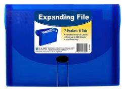 C-Line Expanding File, Letter Size, 7-Pocket, 1-5/8 Inch Expansion, Blue