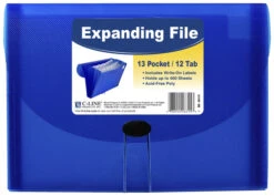 C-Line Expanding File, Letter Size, 13-Pocket, 1-5/8 Inch Expansion, Blue