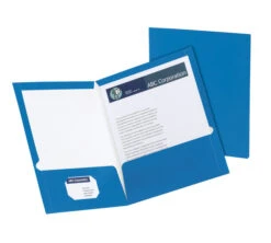 Oxford 2-Pocket Laminated Folder, 100 Sheet Capacity, Blue, Pack Of 25