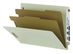 Smead Pressboard Recycled Classification Folder, Letter Size, Gray/Green, Pack Of 10