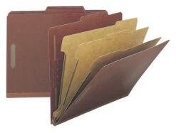 Nature Saver Pressboard Classification Folder, Letter Size, 3 Inch Expansion, 3 Dividers, Red, Pack Of 10