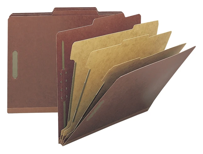 Nature Saver Pressboard Classification Folder, Letter Size, 3 Inch Expansion, 3 Dividers, Red, Pack Of 10 3 Nature Saver Pressboard Classification Folder, Letter Size, 3 Inch Expansion, 3 Dividers, Red, Pack Of 10