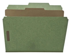Nature Saver Classification Folders, Letter Size, 2/5 Cut, 1 Divider, Green, Pack Of 10