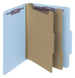 Smead SafeSHIELD PressGuard Classification Folders With Fasteners, Letter Size, Blue, Pack Of 10