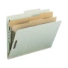 Nature Saver Pressboard Classification Folder, Letter Size, 2 Inch Expansion, 2 Dividers, Gray/Green, Pack Of 10