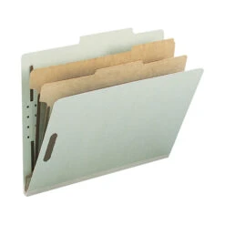 Nature Saver Pressboard Classification Folder, Letter Size, 2 Inch Expansion, 2 Dividers, Gray/Green, Pack Of 10