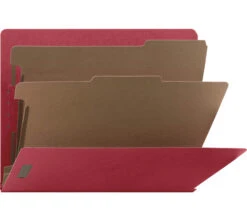 Nature Save Recycled Classification Folder, Letter Size, 2 Dividers, Bright Red, Pack Of 10