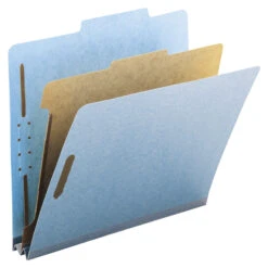 Smead Pressboard Classification Folder, Letter Size, 1 Divider, Light Blue, Pack Of 10