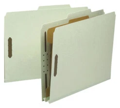 Smead Pressboard Classification Folder, Letter Size, 1 Divider, Gray/Green, Pack Of 10