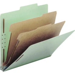Smead Pressboard Classification Folder, Letter Size, 2 Dividers, Gray/Green, Pack Of 10