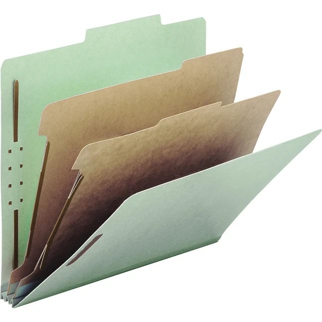 Smead Pressboard Classification Folder, Letter Size, 2 Dividers, Gray/Green, Pack Of 10 3 Smead Pressboard Classification Folder, Letter Size, 2 Dividers, Gray/Green, Pack Of 10