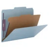 Nature Saver Classification Folders, Legal Size, 2/5 Cut, 1 Divider, Light Blue, Pack Of 10
