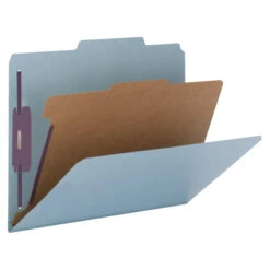 Nature Saver Classification Folders, Legal Size, 2/5 Cut, 1 Divider, Light Blue, Pack Of 10
