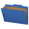 Nature Saver Classification Folders, Legal Size, 2/5 Cut, 1 Divider, Blue, Pack Of 10