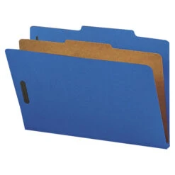 Nature Saver Classification Folders, Legal Size, 2/5 Cut, 1 Divider, Blue, Pack Of 10