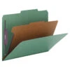 Nature Saver Classification Folders, Legal Size, 2/5 Cut, 1 Divider, Green, Pack Of 10