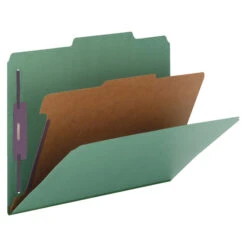 Nature Saver Classification Folders, Legal Size, 2/5 Cut, 1 Divider, Green, Pack Of 10