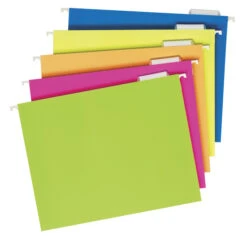Pendaflex Neon Glow Hanging File Folders, Letter Size, 1/5 Cut Tabs, Assorted Colors, Pack Of 25
