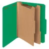 Smead Pressboard Classification Folder, Letter Size, 2 Dividers, Green, Pack Of 10