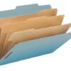 Smead Pressboard Classification Folder, Legal Size, 3 Dividers, Light Blue, Pack Of 10
